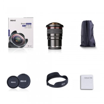 Meike 8mm f/3.5 Ultra Wide Fisheye Len for Fuji X-T3 X-E3 X-T1 X-T2 X-T10 X-T20 X-A2 Cameras with APS-C/Full Frame+Free Gift