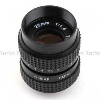 Pixco 25mm f/1.4 CC TV Lens + Lens Hood + Macro Ring + C Mount to camera adapter for Nikon1 M4/3 /For Pentax Q Nex For Fuji fx