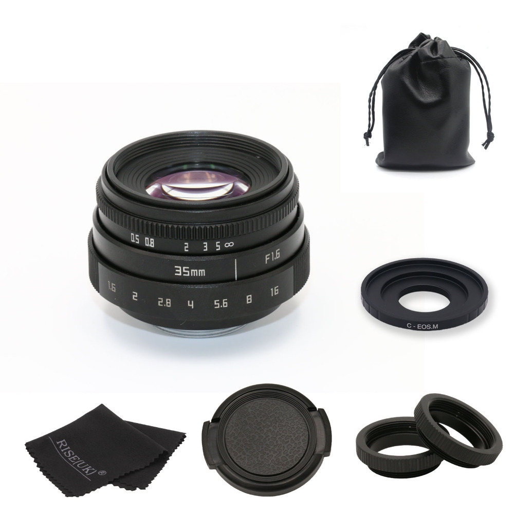 FUJIAN 35mm f1.6 C mount camera CCTV Lens II +C mount adapter ring+Macro For Canon EOS M EF-M Mirrorless free shipping
