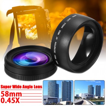 3Pcs 58mm 0.45X Wide Angle Lens for Canon EOS 1000D 1100D 500D Rebel T1i T2i for T3i L3EF Camera Lens Accessories