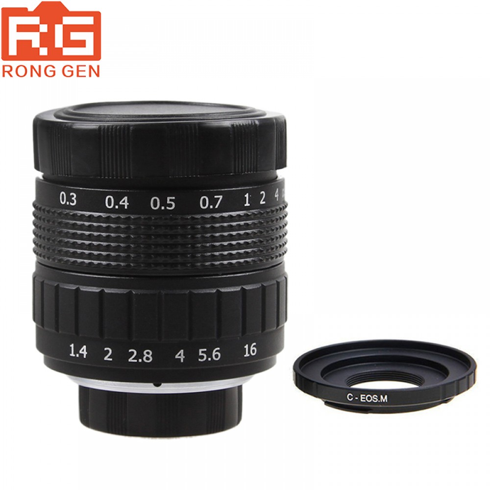 Fujian 50mm F1.4 CCTV TV  Camera Lens + C- Macro Ring Camera For Canon EOS M2 M3 M5 M6 M10
