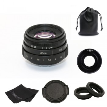 new arrive FUJIAN 35mm f1.6 C mount camera CCTV Lens II for M4/3 / MFT Mount Camera amp; Adapter black kit free shipping