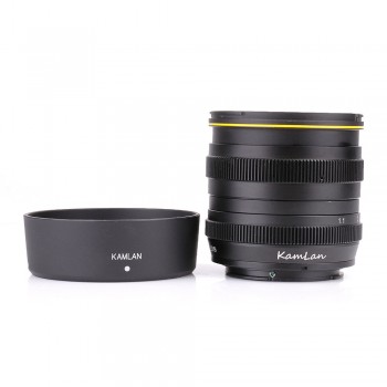 Kamlan lens 50mm F1.1 APS-C Large Aperture Manual Focus Lens For Canon EOS-M NEX Fuji X M4/3 Cameras With lens Hood