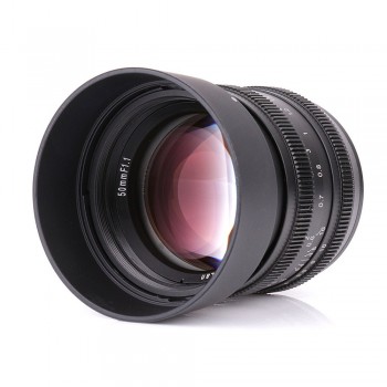 Kamlan lens 50mm F1.1 APS-C Large Aperture Manual Focus Lens For Canon EOS-M NEX Fuji X M4/3 Cameras With lens Hood