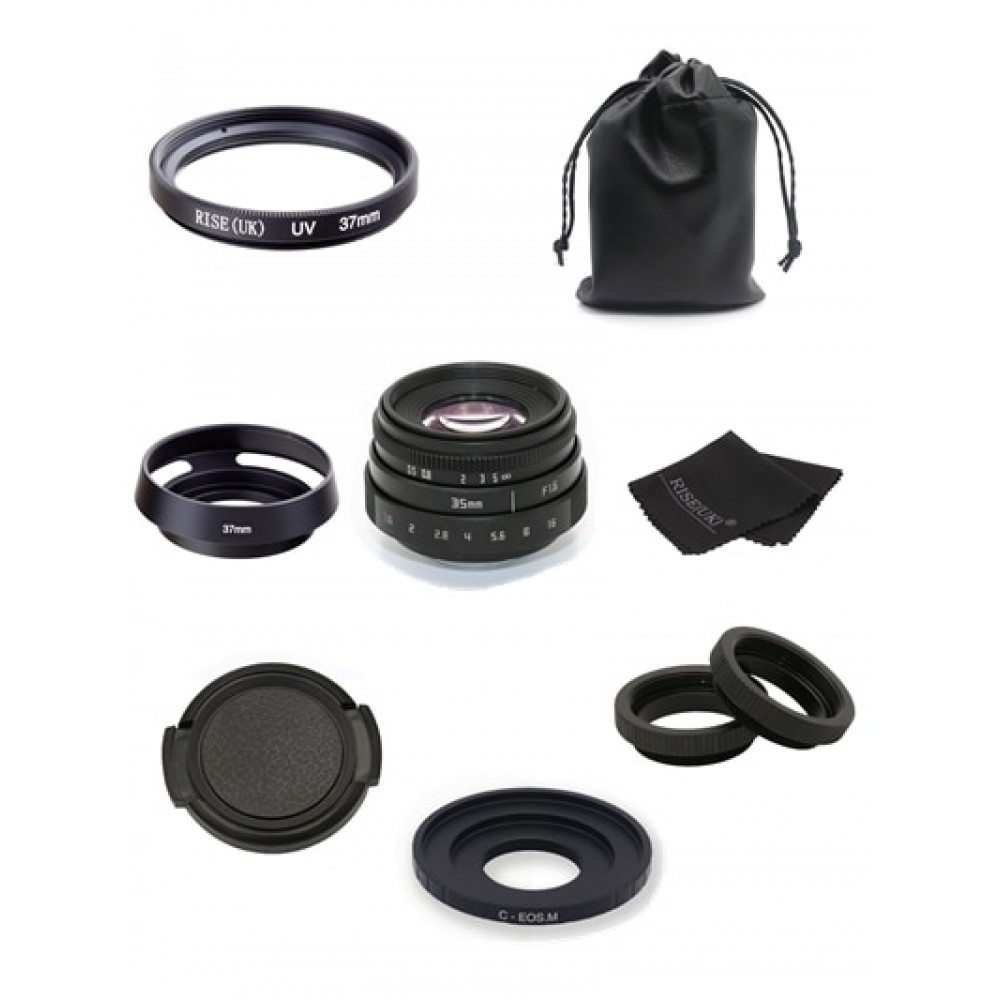 new arrive FUJIAN 35mm f1.6 C mount CCTV Lens II +C mount adapter ring+Macro For Canon EOS M EF-M Mirrorless free shipping