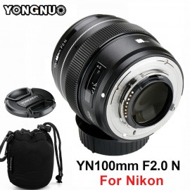 YONGNUO 100mm Lens YN100mm F2.0 AF/MF Fixed Focus Lens for Nikon F Mount D3200 D3400 D3100 D5300 D7200 D7100 for DLSR Camera