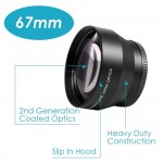 67MM 2.2X Telephoto Lens Professional High Definition for Canon Nikon Pentax Olympus Sony Samsung and Other Digital SLR Camera