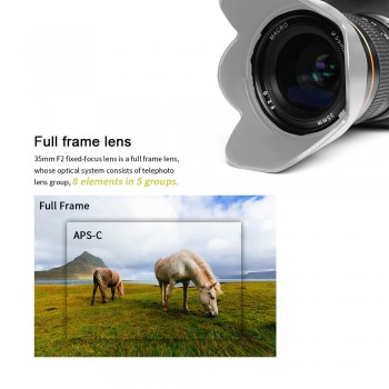 Kelda 35mm F2.0 Full Frame Fixed-focus Large Aperture Prime Manual Lens for Sony / Canon / Nikon D850 D810 A7 A7S A7R 5D 6D 80D