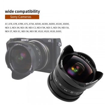 7artisans 7.5mm f2.8 Fisheye Lens APS-C Manual Fixed Lens For Sony E Mount A1 A7ii a6500 A6300 A6000 A5100