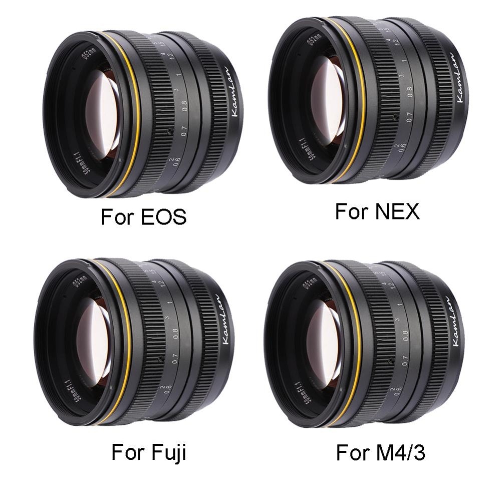 Kamlan 50mm F1.1 APS-C Large Aperture Manual Focus Lens for Canon Mirrorless Camera Lens for Sony Nex E Mount with Lens Hood
