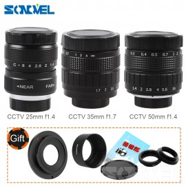 FUJIAN 35mm F1.7 CCTV Movie Lens + 25mm f1.4 TV Lens + 50mm f1.4 TV Lens for SONY E Mount A6500 A6300 A6100 NEX Series Camera