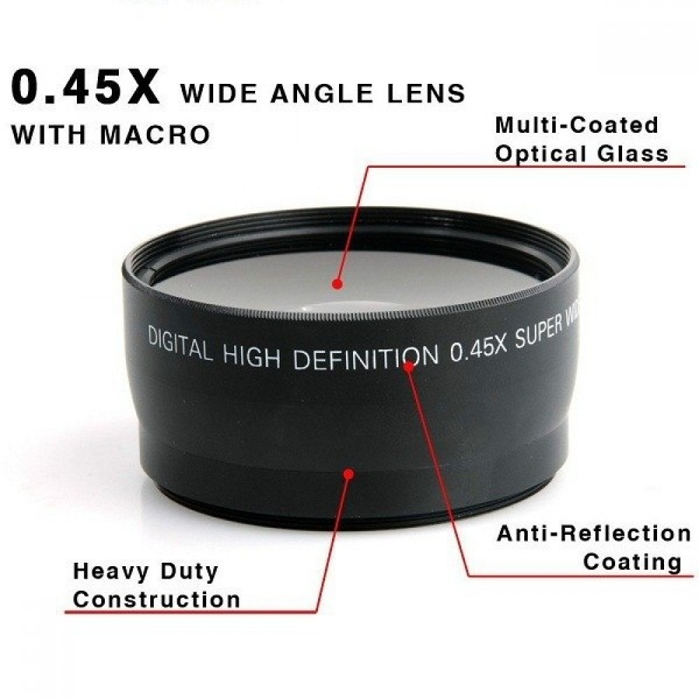 58MM 0.45x Wide Angle Lens + Macro Lens for Canon EOS 350D/ 400D/ 450D/ 500D/ 1000D/ 550D/ 600D/ 1100D Nikon Free Shipping