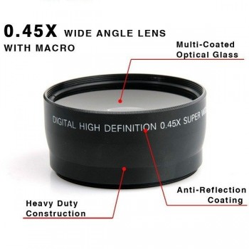 58MM 0.45x Wide Angle Lens + Macro Lens for Canon EOS 350D/ 400D/ 450D/ 500D/ 1000D/ 550D/ 600D/ 1100D Nikon Free Shipping