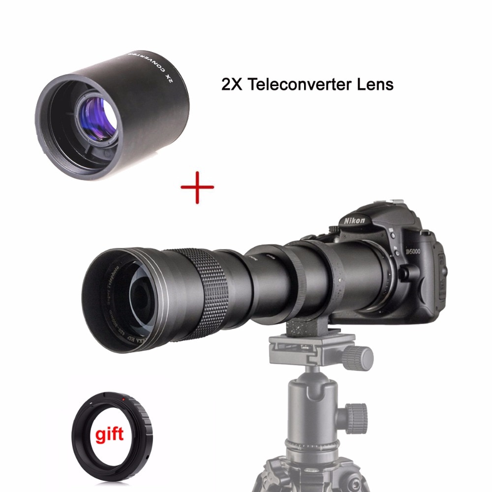 420-800mm F/8.3-16 Manual Super Telephoto Zoom Lens + 2X Teleconverter Lens for Canon Nikon Pentax Olympus Sony E Mount M4/3
