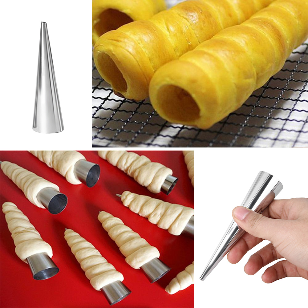 5Pcs/Set Useful DIY Cones Stainless Steel Spiral Baking Croissant Pastry Croissant Tube Horn Pastry Tool Bakeware