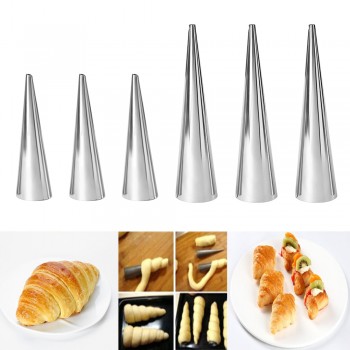 5Pcs/Set Useful DIY Cones Stainless Steel Spiral Baking Croissant Pastry Croissant Tube Horn Pastry Tool Bakeware