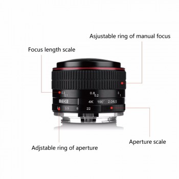 MEKE Meike 6.5mm Ultra Wide f/2.0 Circular Fisheye Lens for Canon EOS-M1/M2/M3/M5/M6/M10/M50/M100 Mirorrless Camera+Free Gift