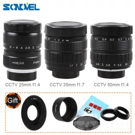 Fujian 3in1 CCTV Lens 25mm f1.4 Lens/ 35mm f1.7 Lens/ 50mm f1.4 Lens Mount Ring Kit for Olympus Panasonic Micro 4/3 M4/3 M 4/3