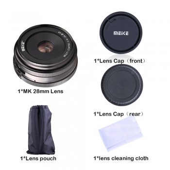 Meike 28mm f/2.8 Manual Focus Fixed Lens for Sony E Mount Digital Cameras NEX3/5/6/7/A5000/A5100/A6000/A6100 and A6300+Free Gift