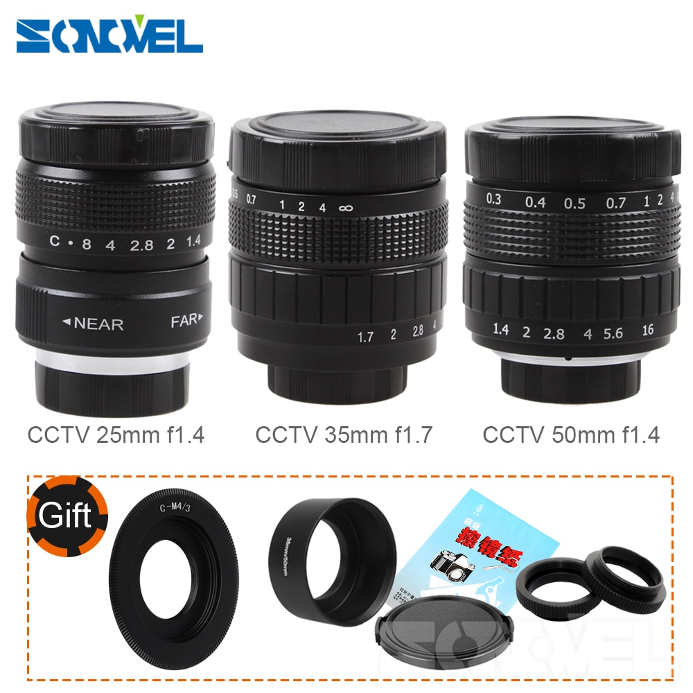 FUJIAN 35mm F1.7 CCTV Movie lens + 25mm f1.4 TV Lens + 50mm f1.4 TV Lens for Panasonic Olympus Micro 4/3 m4/3 OM-D GH3 GX8 GX7
