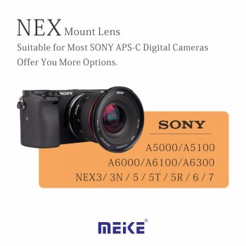 MEKE 12mm f/2.8 Ultra Wide Angle Fixed Lens for Sony E mount A6300 A6000 A6500 A5000 NEX3/5/6 Camera with APS-C