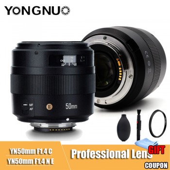 Original YN50mm Lens YN50mm F1.4 F1.4N E Standard Prime Lens Large Aperture Auto Focus Lens for Canon EOS Foe Nikon DSLR Camera