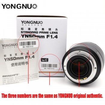 Original YN50mm Lens YN50mm F1.4 F1.4N E Standard Prime Lens Large Aperture Auto Focus Lens for Canon EOS Foe Nikon DSLR Camera