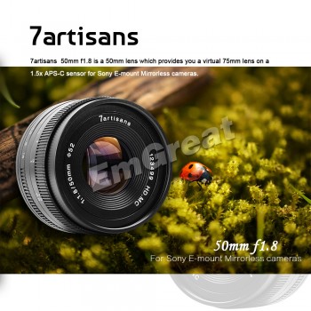 7artisans 50mm F1.8 Large Aperture Manual Focus Prime Cameras Lens for Sony E-mount Micro 4/3 Fuji FX A6500 A6300 A7 X-A2 E-PL2
