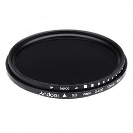 Andoer 55mm ND Fader Neutral Density Adjustable ND2 to ND400 Variable Filter for Canon Nikon DSLR Camera