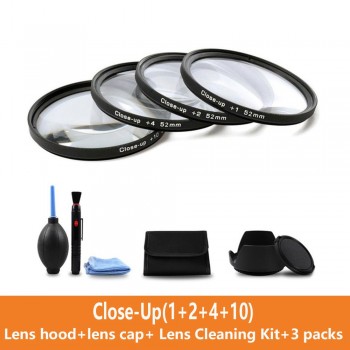 49 52 55 58 62 67 72 77 MM Macro Close-up Filter +1+2+4+10 Set+ UV CPL FLD +ND2 4 8 Camera Lens Filter+Hood for Canon Nikon Sony