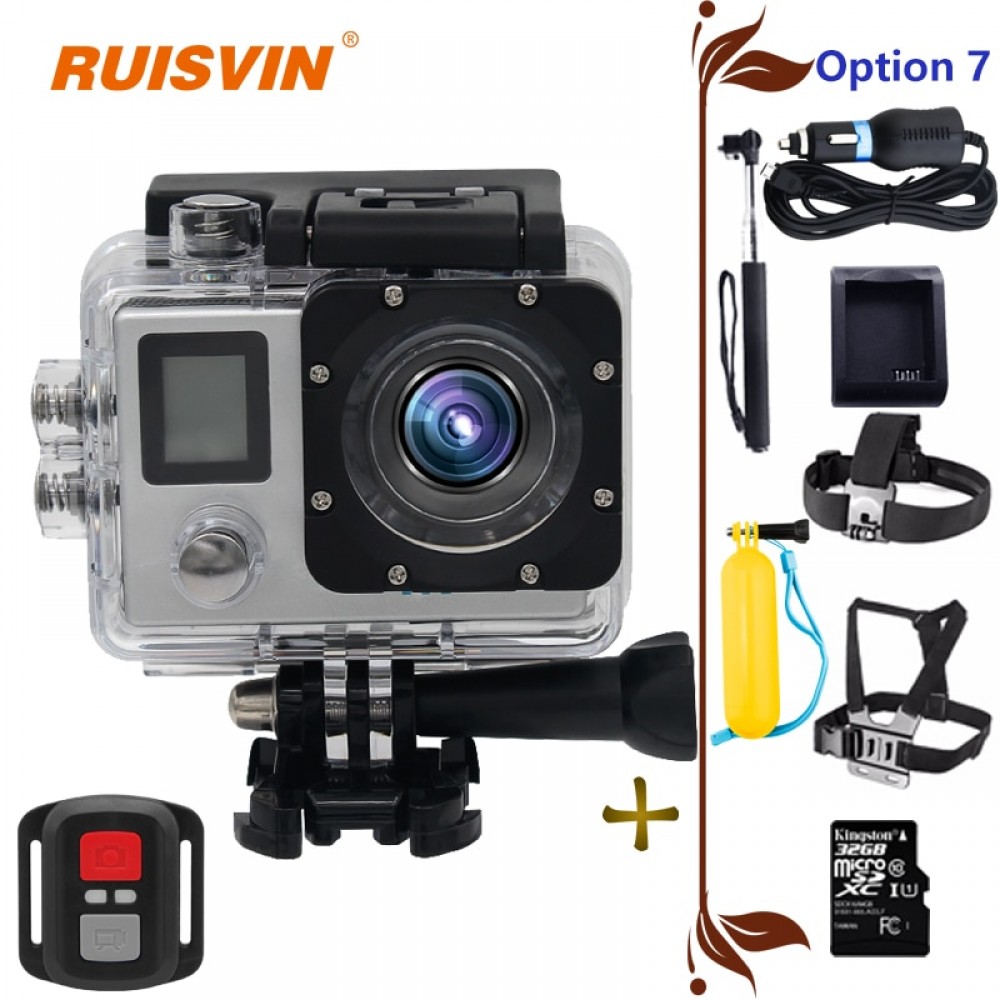 Action Camera RUISVIN B6R Ultra HD 4K 30fps 1080p remote Wifi Go Waterproof Pro Camera 2.0LCD Double Screen mini Sport Camera