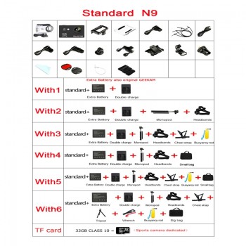 GEEKAM Waterproof WIFI N9 Sports Camera Travel Kit Action DV 1080P Full HD 2 inch Screen High Quality Cam Set for smartphone