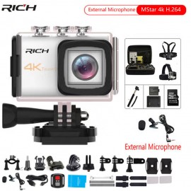 Mstar N800-R HD 4k 2.4G Remote Wifi 170 degree wide angle Compatible external microphone waterproof 30M Sport Action camera