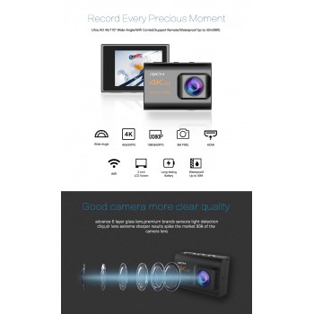 Mstar N800-R HD 4k 2.4G Remote Wifi 170 degree wide angle Compatible external microphone waterproof 30M Sport Action camera