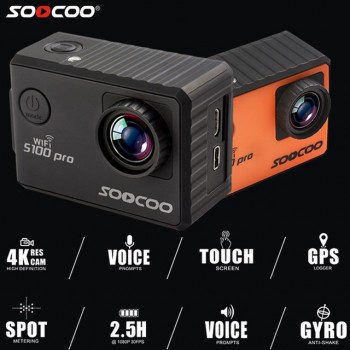 SOOCOO Action Camera S100 Pro Ultra 4K 24FPS Wifi Touch Screen 30M Waterproof DV Built-In Gyro With GPS Extension Sports Camera