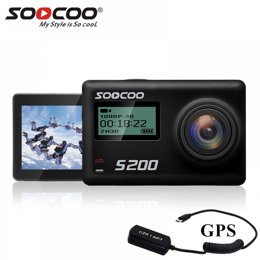 Soocoo S200 action camera 4k sport with case GPS microphone remote control touch screen action cam action camera mount