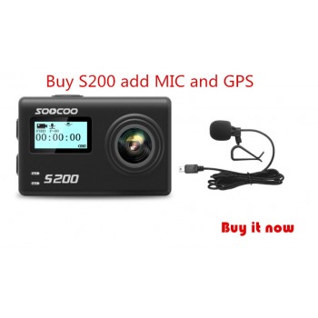 SOOCOO S200 Voice Control Wifi 4K Action Camera 2.45 Touch Screen with Gyro Remote, GPS Extension  include GPS MIC