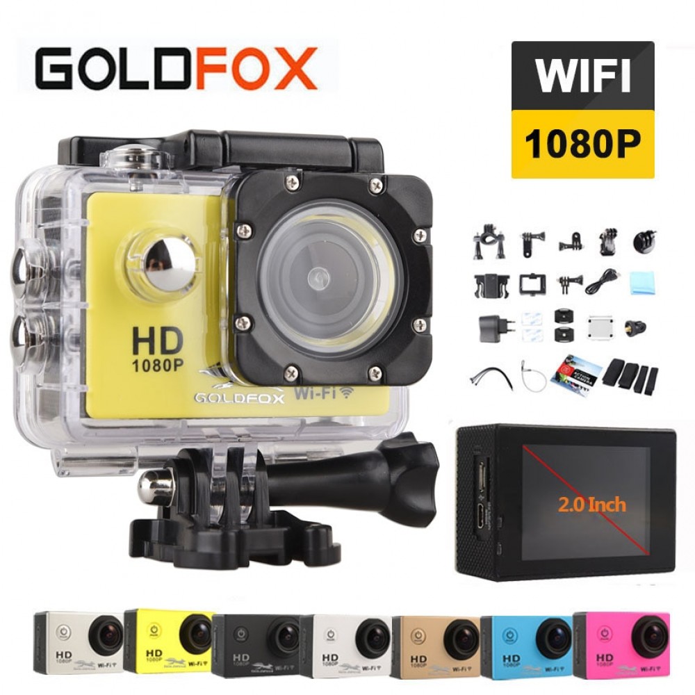 GOLDFOX 12MP Wifi Action Camera 1080P Full HD Sport Dv 30M Go Waterproof Pro Video Camcorder Bike Helmet Car Cam Dvr
