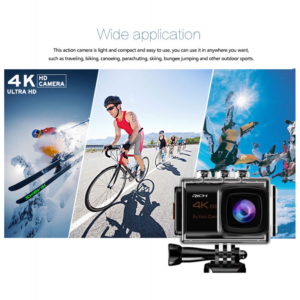 new Mstar N800-R HD 4k 2.4G Remote Wifi 170 degree wide angle Compatible external microphone waterproof 30M Sport Action camera