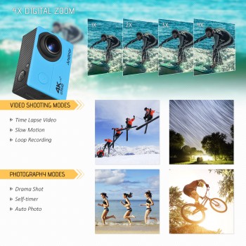 Andoer WiFi Action Camera 4k Camera Sport Waterproof Aksiyon Kamera 1080P Full HD Video Action Cam 16MP amp; 170 Degree Wide Angle