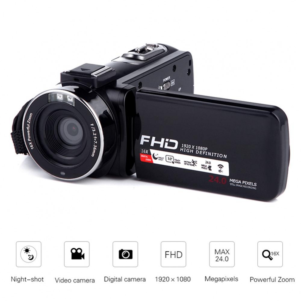Camcorder Video Camera Full HD 1080p 24.0 MP Camcorders 16X Zoom Wedding Home Handheld DV Professional Night Digital Camera