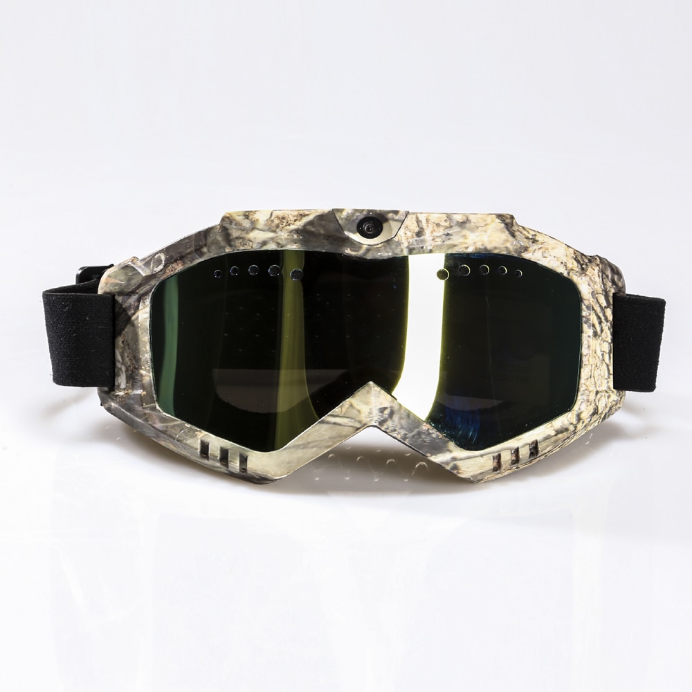 Ski-Sunglass Goggles with 1080P FHD Camera amp; Camouflage Frame amp; Black Double Anti-Fog Lens amp; Battery Built-in Without Nose Pad