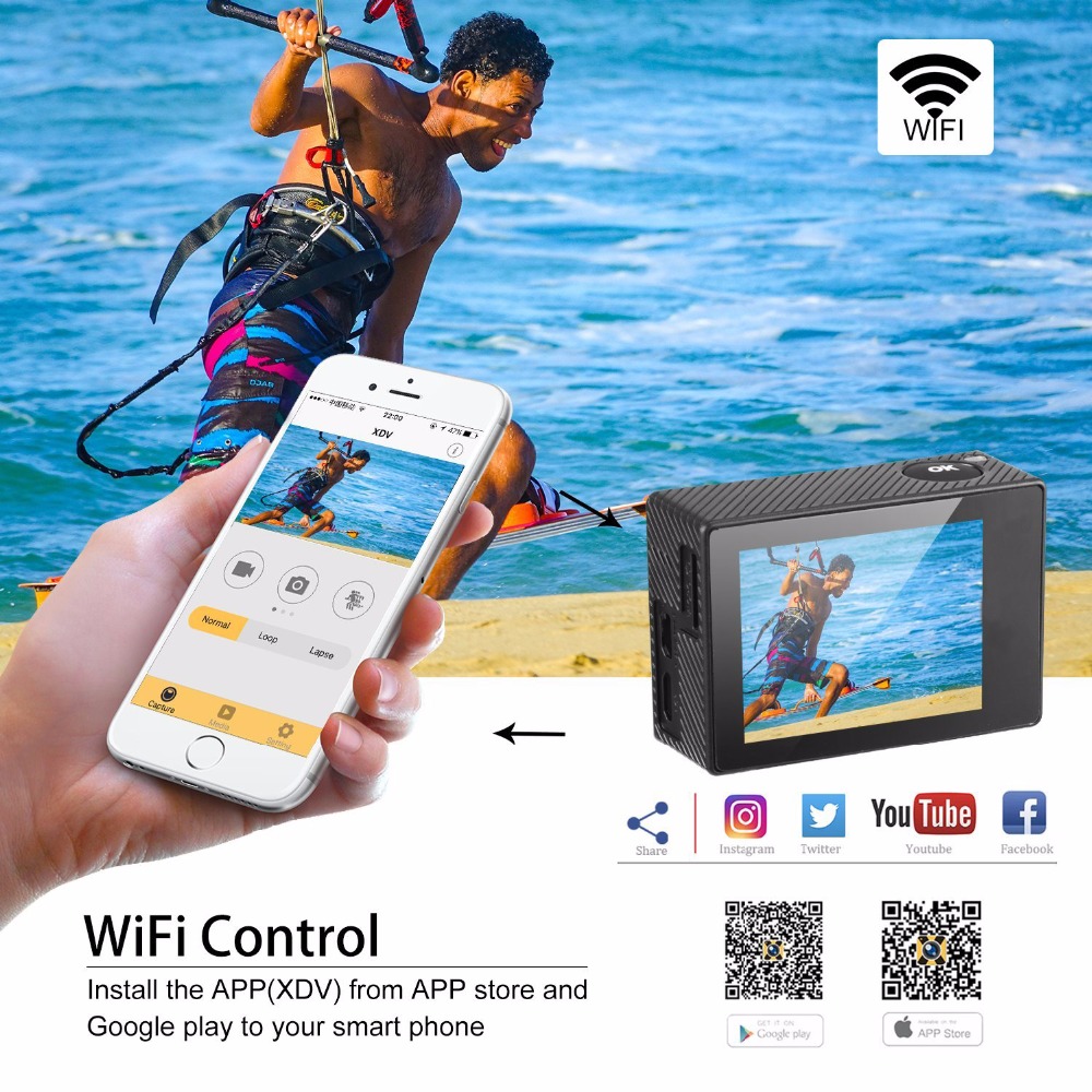 Ultra HD 4K wifi (OEM EKEN H9R) action camera 4k/30fps dual screen 2.0 LCD go waterproof pro sj Extreme mini Camcorder
