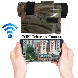 720P WIFI HD Digital Telescope Camera with 10X25 Monoculars amp; Max 32Gb TF Card for Video Recording Free APP Remote Monitoring