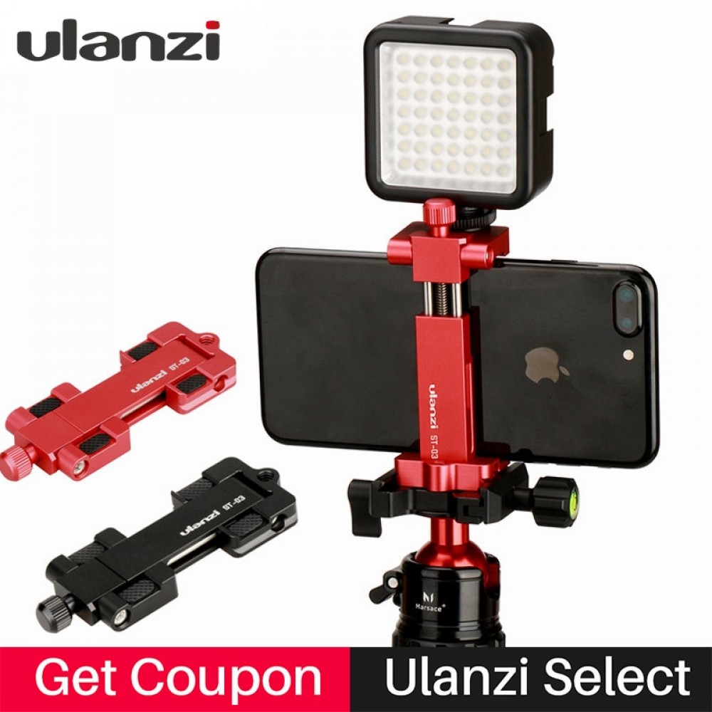 Ulanzi ST-03 Aluminium Mobile Tripod Mount with Hot Shoe Mount for Boya Rode VideoMicro Microphone 1/4 Tripod Clamp for iPhone