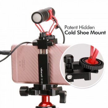 Ulanzi ST-03 Aluminium Mobile Tripod Mount with Hot Shoe Mount for Boya Rode VideoMicro Microphone 1/4 Tripod Clamp for iPhone