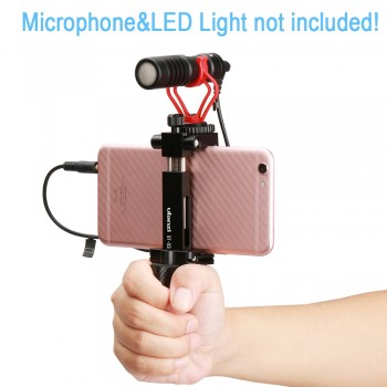 Ulanzi ST-03 Aluminium Mobile Tripod Mount with Hot Shoe Mount for Boya Rode VideoMicro Microphone 1/4 Tripod Clamp for iPhone