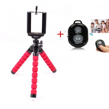 Mini Flexible Tripod+Bluetooth Remote Shutter For iPhone Camera Samsung Sony Portable Smartphone Sponge Octopus Tripod Stand