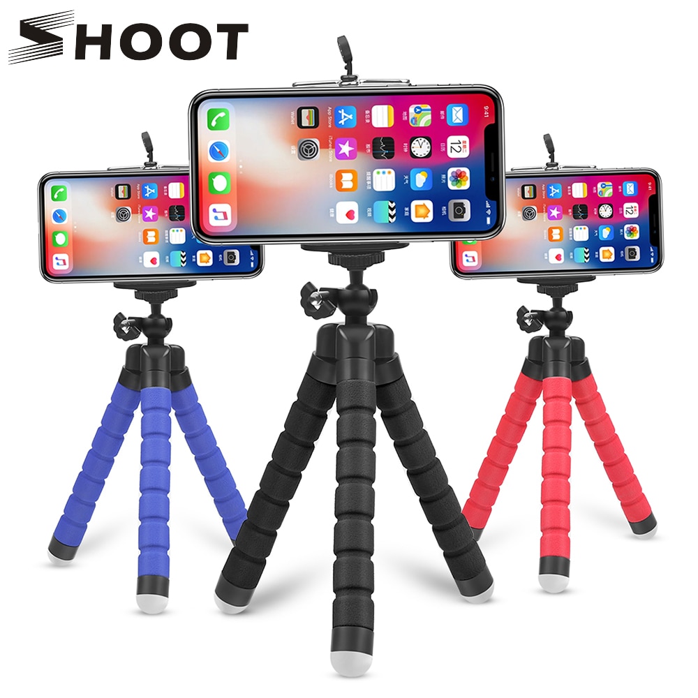 SHOOT Flexible Octopus Tripod For Gopro Xiaomi Yi 4K SJCAM Dslr With Mobile Phone Clip Tablet Stand Mount For Mobile Phone