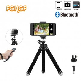 2017 New Bluetooth Remote Shutter+Mini Flexible Tripod+Phone Holder Clip + Bag for Gopro Hero 3 4 for iPhone 6 7 For xiaomi